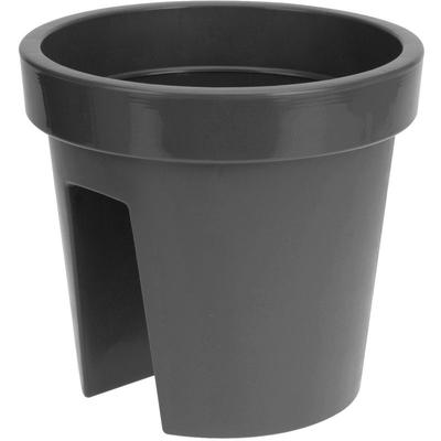 Kunststoff Blumentopf für Balkon Geländer in anthrazit - 28 x 25 cm - Pflanztopf für Geländer Image