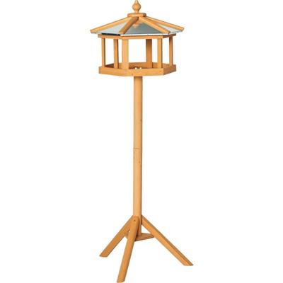 Vogelhaus Vogelvilla Futterhaus Vogelhäuschen mit Ständer und Zinkdach 113x40x40 cm - Naturholz