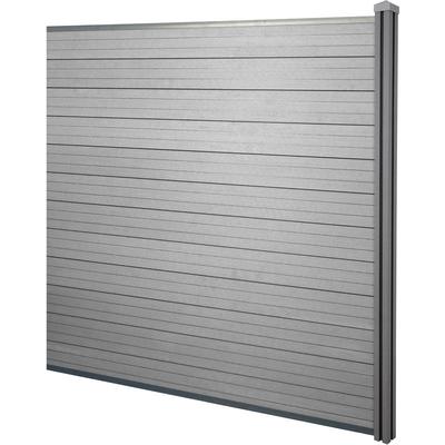 WPC-Sichtschutz Savoie, Windschutz Zaun, WPC-Pfosten Erweiterungselement, 1,88m grau Image