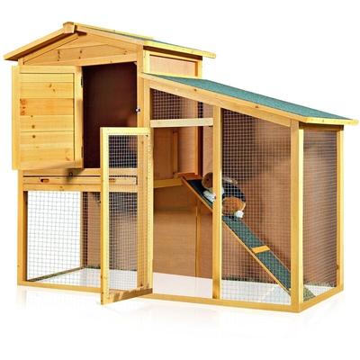 Melko - Hasenstall xxl Kleintierhaus mit Freilaufgehege, ca. 140 x 115 x 60 cm, aus Holz, Inkl. 1