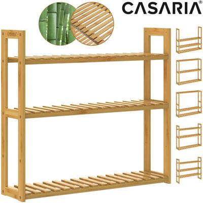 Badregal Holz Schwebend Küche 3 Ablagen 30kg Belastbar Regal 60x54cm Schmal Badezimmerregal Image