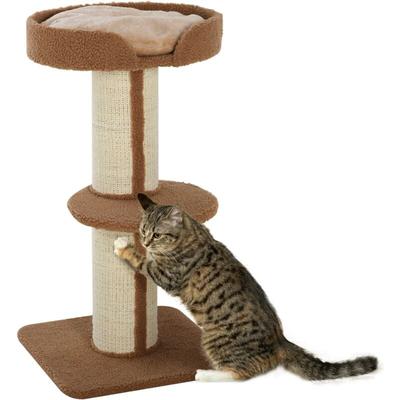 PawHut Katzenbaum Spielbaum Kratzstamm mit Plattform Sisal E1 Spanplatte Plüsch Hellbraun 45 x 45 x