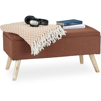 Relaxdays - Sitzbank mit Stauraum, gepolstert, Holzbeine, Truhenbank Stoffbezug, h x b x t: 39,5 x Image