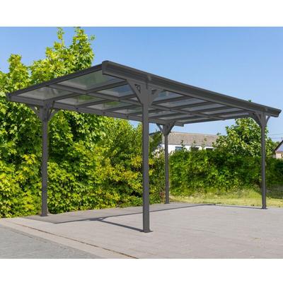 Westmann - Metall Carport Helsinki mit Flachdach aus Doppelstegplatten, 503 x 305 x 232 cm