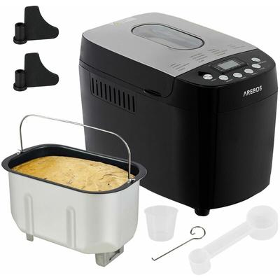 Arebos - Brotbackautomat 1500g mit 15 Programmen 2 Knethaken Timer lcd Display 3 Bräunungsgrade und Image