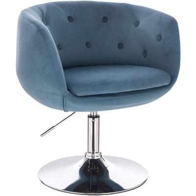 Svita - Panama Retro Loungestuhl Cocktailsessel Blau Petrol Samt-Optik Tellerfuß Image