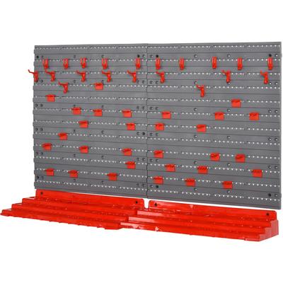 54 Pcs On-Wall Tool Equipment Holding Pegboard Home diy Garage Organiser - Red, Grey - Durhand