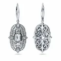 Boucles d'oreilles pendantes en argent cubique avec zircon cubique style art déco bijoux