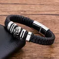 TYO-Bracelet en cuir noir à breloque magnétique en acier inoxydable pour hommes accessoires de