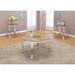 3 PCS Coffee/End Table Set in Weathered Light Oak & Chrome