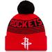 Men's New Era Red Houston Rockets Proof Cuffed Knit Hat with Pom