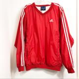 Adidas Jackets & Coats | Mens Adidas Pullover Nylon Jacket, Windbreaker, Logo, Red, V-Neck, Lined, Medium | Color: Red/White | Size: M