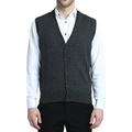 Kallspin Men's Big & Tall Knitted Gilets Cashmere Wool Sleeveless Knitwear Cardigan Vest Sweater (Charcoal, XL-Tall)