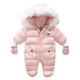 Bestgift Unisex Baby Winter Snowsuit Toddler Hoodied Footie Romper Outwear Coat Pink 9-12 Months