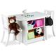 Ensemble table et chaises enfants en bois albus emplacement pour caisses de rangement, blanc