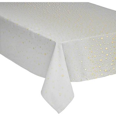Fééric Lights And Christmas - Nappe en coton Blanc avec étoiles Or 140 x 240 cm - Feeric Christmas