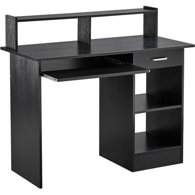 Bureau Noir pour Ordinateur pc Bureau Informatique 106 x 50 x 94 cm avec Porte Clavier Coulissant