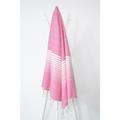 Oceanvibes - Fouta 100 cm x 200 cm Miami rose rayures blanches - 100% coton - finition franges