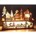 Kontarboor - Village de Noël Lumineux en bois, led blanche chaude, Paysage Naturel en bois cm 30 x