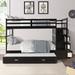 Sturdy Solid Pine Twin over Twin Bunk Bed with Trundle & Drawers & Multifunction Staircase