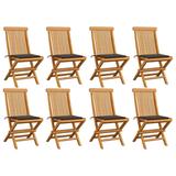 vidaXL Patio Chairs with Taupe Cushions 8 pcs Solid Teak Wood - 18.5'' x 23.6'' x 35''
