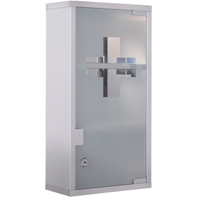 Medizinschrank Medikamentenschrank Arzneischrank 3 Fächer Hausaoptheke Edelstahl 25 x 12 x 48cm
