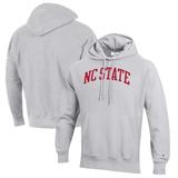 Men's Champion Heathered Gray NC State Wolfpack Reverse Weave Fleece Pullover Hoodie