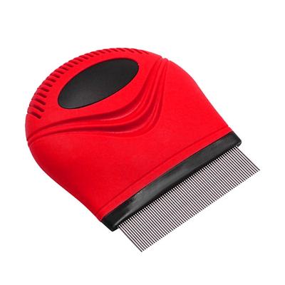 Pet Life 'Grazer' Red Handheld Travel Grooming Cat and Dog Flea and Tick Comb, 2.64 IN
