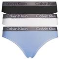 Calvin Klein Women's 3PK Bikini Style Underwear, Black/White/Prepster Blue, M