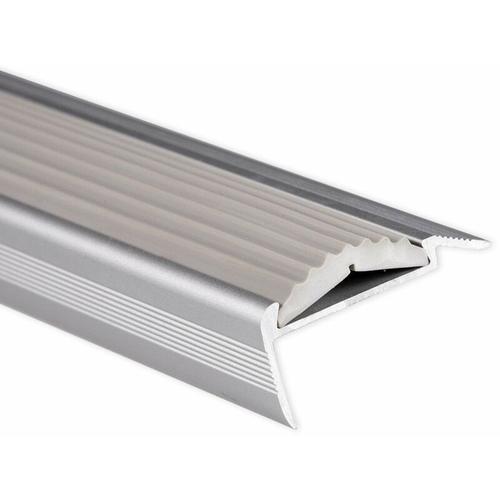 Treppenkantenprofil mit Einzel-Gummieinlage Power Grip Länge: 100 cm Vorgebohrt Grau – Silber/Grau