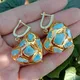 Y · YING – boucles d'oreilles en forme de cœur Larimar bleu naturel plaqué or jaune