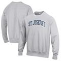 Men's Champion Heathered Gray St. Joseph's College Long Island Golden Eagles Reverse Weave Fleece Crewneck Sweatshirt