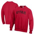 Men's Champion Red Utah Utes Reverse Weave Fleece Crewneck Sweatshirt