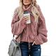 AlvaQ Womens Winter Turtle Neck Sweater Cable Knitted Twist Jumper Casual Loose Long Sleeves Tops Outwears,Pink Size UK 14 16