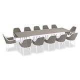 Wade Logan® Akien Rectangular 2 - Person 82' Long Dining w/ Cushions Metal in White | Outdoor Furniture | Wayfair 10835F4390D1454A9837C2E6EC1E172B