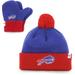 Toddler '47 Royal/Red Buffalo Bills Bam Cuffed Knit Hat with Pom and Mittens Set