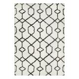 "Leick Home 594473 Rixelle Soft Shag Geo Modern Rug Ivory/Charcoal Living Room Bedroom Area Rug Rectangle 5'3"" x 7'7"" - Leick Furniture 594473"