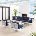 Harmony 8-Piece Sunbrella Basket Weave Outdoor Patio Aluminum Sectional Sofa Set by Modway Metal in Gray/Brown | 32 H x 129 W x 33 D in | Wayfair