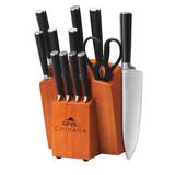 Ginsu Chikara Series Forged 12-piece Japanese Steel Knife Cutlery Set with 420J Stainless Steel Knives in a Hardwood Block
