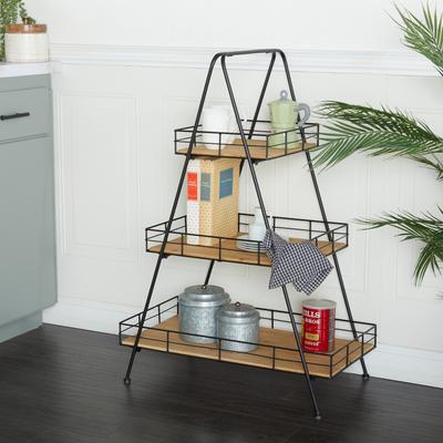 Brown Wood Indoor Outdoor 3 Tier Plantstand - 28"L x 16"W x 40"H