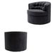 Barrel Chair - Latitude Run® 33.02" Wide Tufted Linen Swivel Barrel Chair Linen/Fabric in Black, Size 28.99 H x 33.02 W x 32.28 D in | Wayfair