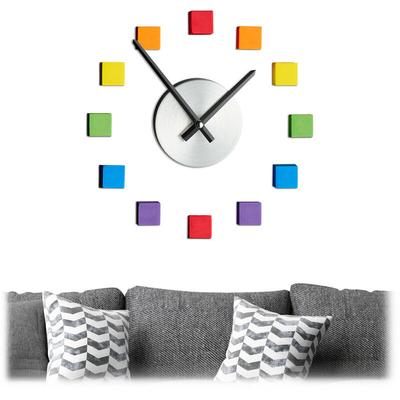 Orologio da Parete Adesivo, diy, Grande, Quadrante Arcobaleno, Fai da Te, Cameretta o Salotto,