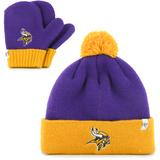 Infant '47 Purple/Gold Minnesota Vikings Bam Cuffed Knit Hat With Pom and Mittens Set