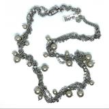 J. Crew Jewelry | Gorgeous Long J Crew Twisted Rhinestone & Chain Beaded Necklace | Color: Silver/White | Size: Os