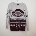 American Eagle Outfitters Sweaters | American Eagle Women's Wool Blend Western Geometric Aztec Knit Sweater Sz M | Color: Red/Tan | Size: M