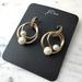 J. Crew Jewelry | J. Crew Pearl Crystal Drop Hoop Earrings New With Tag | Color: Gold/Tan | Size: 2”L