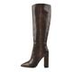 MissHeel Women's Knee High Booties Point Toe Zippers Wide Calf Boots Chunky Heels for Parties Winter Shoes Snakeskin Size 2