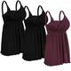 iLoveSIA 3Pack Women's Nursing Tank Tops for Breastfeeding Seamless Maternity Camisole Sleep Cami Shirt 3XL Size Black+Burgundy