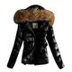 Linkay Womens Coat, Outwear Quilted Winter Warm Coats Fur Collar Hooded Jacket Tops with Belt Black, S