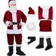 RICHBA Christmas Santa Claus Suit Costume with Beard Adult Deluxe Fancy Dress Plush Santa Flannel Cosplay Outfits for Men (Santa Claus, XL)
